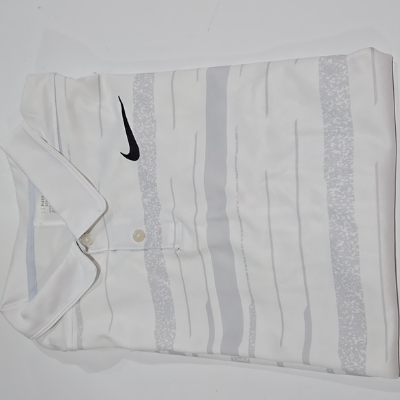 NWOT Nike golf polo size large.  Dri fit.  White and gray - Picture 1 of 9